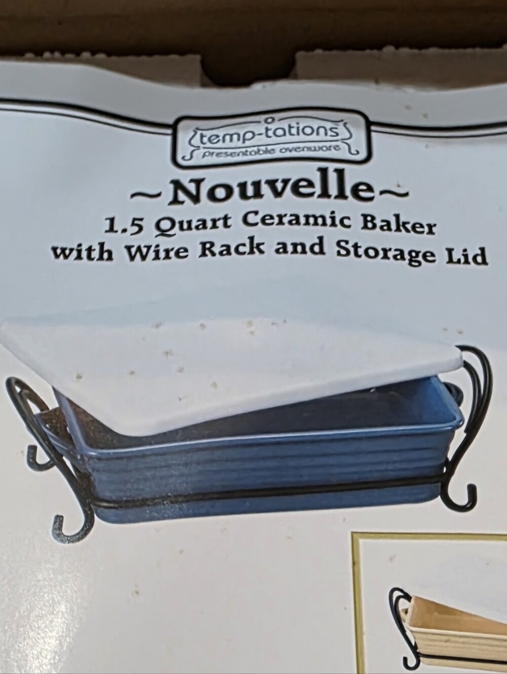 New Blue 1.5 Quart Ceramic Baker W Lid